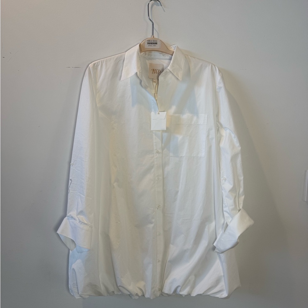 TWP Elegant White Collared Shirt dress